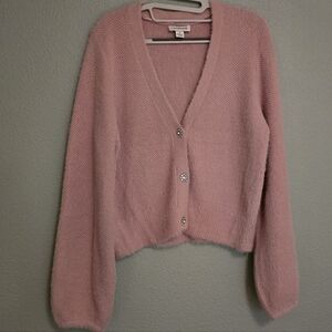Soft Pink Button-Up Women Sweater